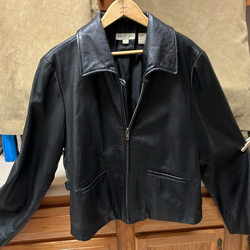 Ann Taylor Dark Leather Outerwear